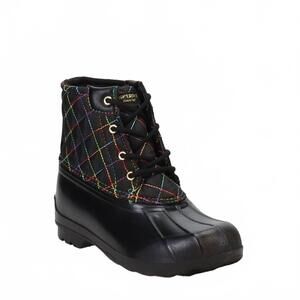 NEW SPERRY little kids port rain boots in black rainbow